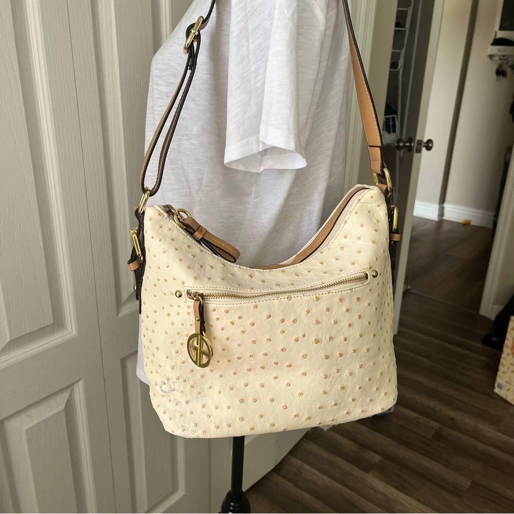 Giani Bernini Embossed Ostrich Faux Leather Shoulder Bag